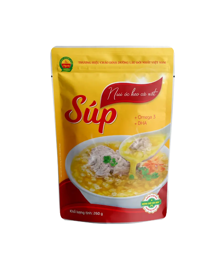 Pig brain macaroni soup with carrot 