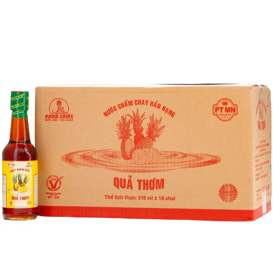 [QTVEG310TT18] Thùng 18 Chai Thủy Tinh 310ml Nước Chấm Chay Trái Thơm Hảo Hạng Xuất Khẩu Mỹ  