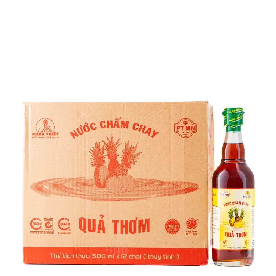[QTVEG500TT12] Thùng 12 Chai Thủy Tinh 500ml Nước Chấm Chay Trái Thơm Hảo Hạng Xuất Khẩu Mỹ  