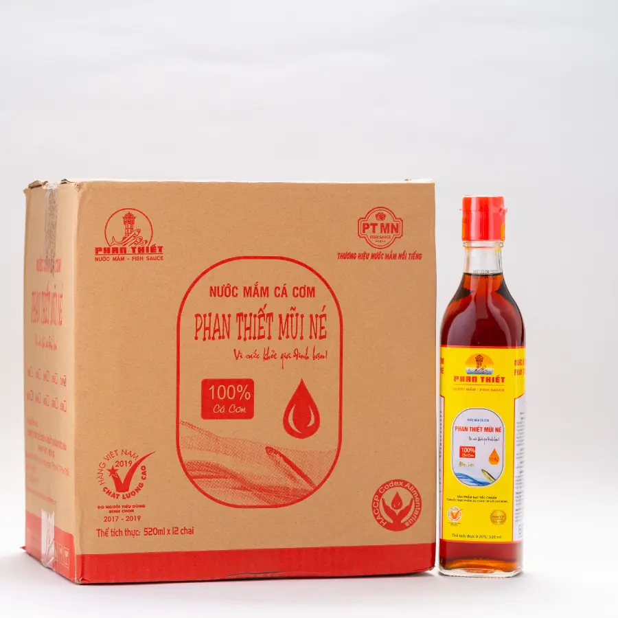 [PT10N520TT12] Nước Mắm Phan Thiết Mũi Né 10 độ Đạm ( 10N ) - Thùng 12 Chai Thủy Tinh 520ml 