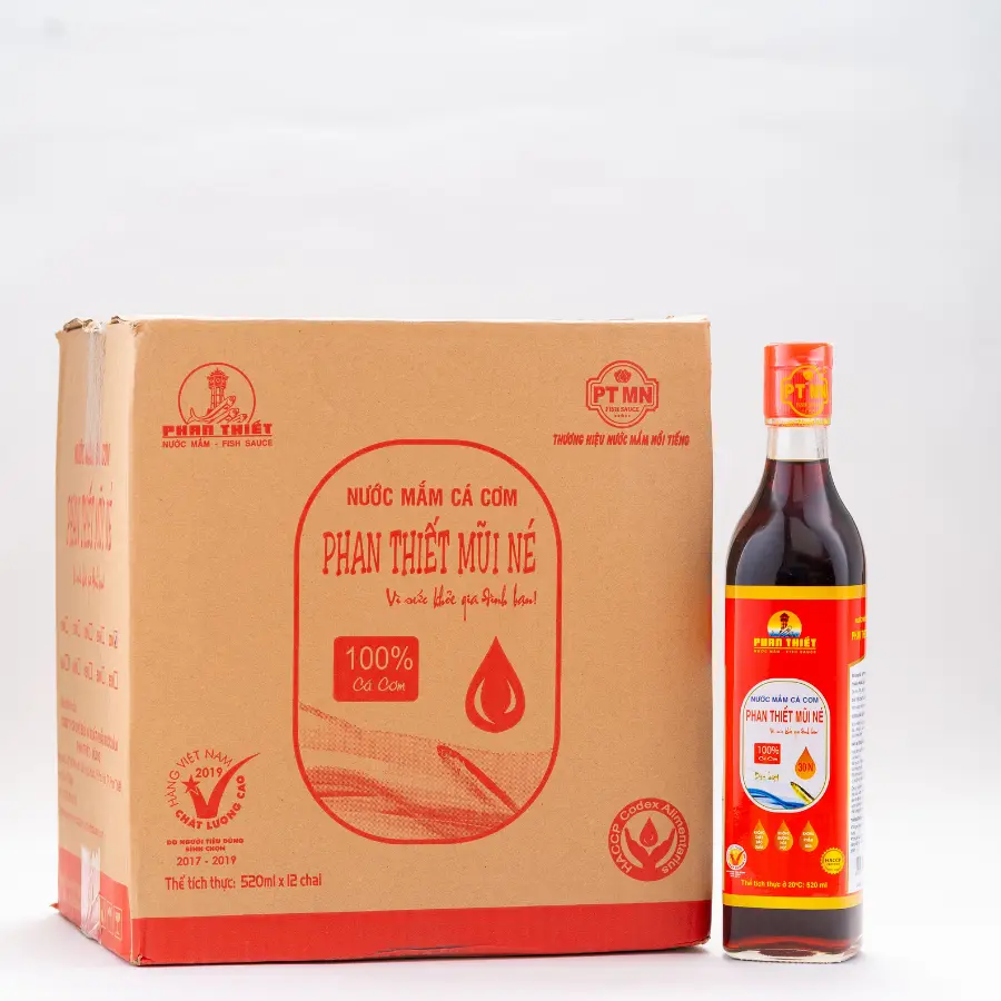 [PT30N520TT12] Nước Mắm Truyền Thống Nguyên Chất Phan Thiết Mũi Né 30 độ Đạm ( 30N ) , có OCOP và Chỉ Dẫn Địa Lý - Thùng 12 Chai Thủy Tinh 520ml 